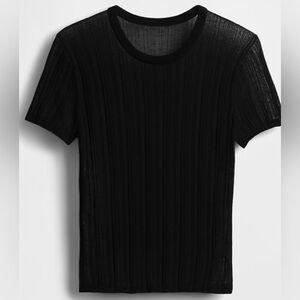 GAP Women’s Black Sheer Short Sleeve Rib Knit Top